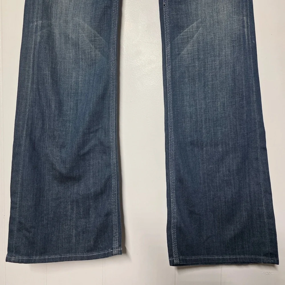 7 For All‎ Mankind Flynt Bootcut Jeans Dark Wash Embroidered Pockets Size 28